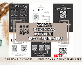 Qr Code Sign For Small Business I Canva Template Editable, Price List Template and Scan To Pay Sign Template, Connect With Us, Payment Sign