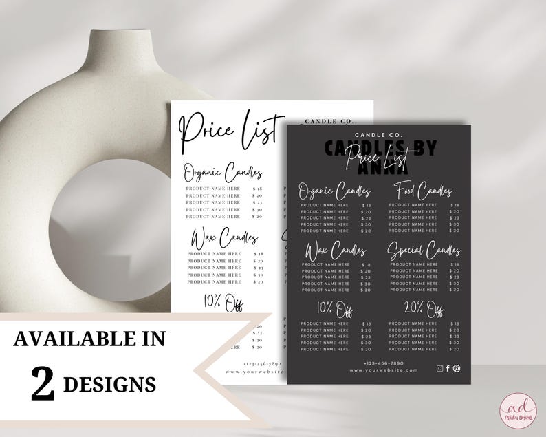 Editable Candle Price List Template, Candle Price List, Small Business ...