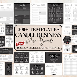 Editable Candle Business Bundle, Editable Canva Template, Thank You Cards, Candle Care Cards, Candle Labels Template, Order Form, Price List
