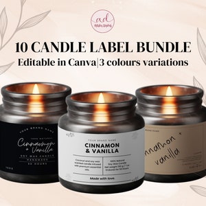 Editable Candle Label Bundle, MINIMALIST Candle Template, Modern Candle Label Designs, Custom Candle Labels, Editable Canva Template, DIY