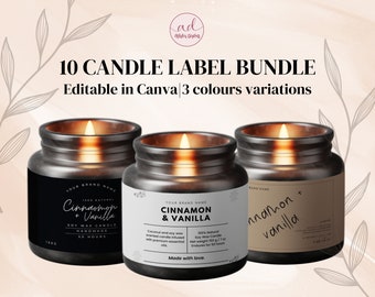 Editable Candle Label Bundle, MINIMALIST Candle Template, Modern Candle Label Designs, Custom Candle Labels, Editable Canva Template, DIY