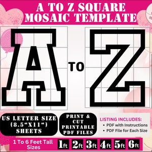 Plantillas de mosaicos con letras de marquesina de todos los tamaños de la A a la Z, letras grandes, globos con letras, letras de la A a la Z, plantillas de letras grandes, letras grandes del alfabeto
