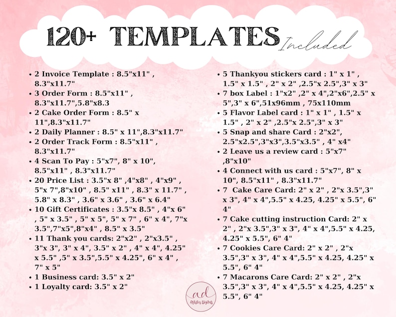 Editable Cake Business Templates Bundle, Home Bakery Business Templates Bundle, Cake Care Cards, Cake Cutting Guide, Cake Care Instruction