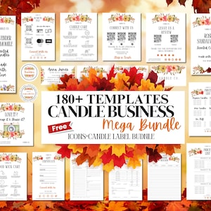 Editable Candle Business Bundle, Editable Canva Template, Thank You Cards, Candle Care Cards, Candle Labels Template, Order Form, Price List