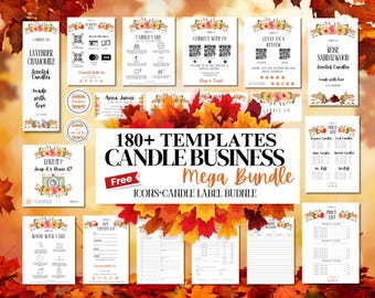 Editable Candle Business Bundle, Editable Canva Template, Thank You Cards, Candle Care Cards, Candle Labels Template, Order Form, Price List