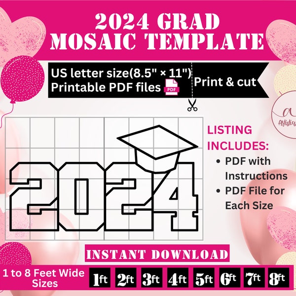 2024 Graduation Hat from Balloons,  Prom 2024, Graduation Mosaic Template, 2024 Graduate, graduation decorations 2024, mosaic balloon, DIY