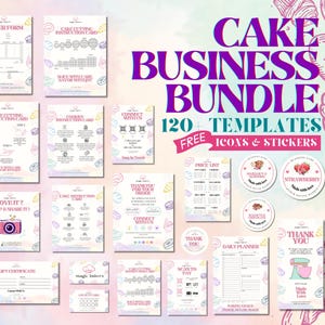 Editable Cake Business Templates Bundle, Home Bakery Business Templates Bundle, Cake Care Cards, Cake Cutting Guide, Cake Care Instruction