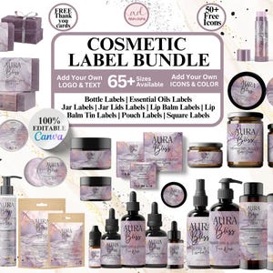 Editable Cosmetic Label Templates, Stylish Cosmetic Product Label Template, Custom Body Product Label,  DIY Skincare Canva Label, Jar Labels