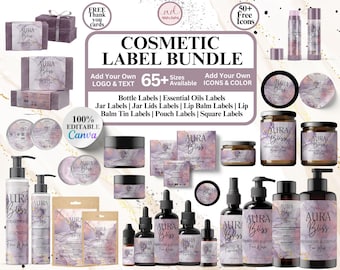 Editable Cosmetic Label Templates, Stylish Cosmetic Product Label Template, Custom Body Product Label,  DIY Skincare Canva Label, Jar Labels