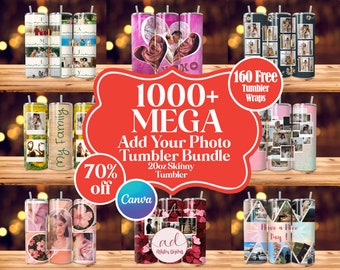 1000+ Adicione sua própria foto Tumbler Wrap Bundle, própria foto Tumbler autoeditável, 20 oz editável Adicione sua foto Sublimação, Canva editável