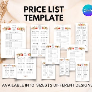Editable Candle Price List Template, Candle Price List, Small Business Menu Card, Printable Price Sheet, Price List Flyer, Candle Menu List