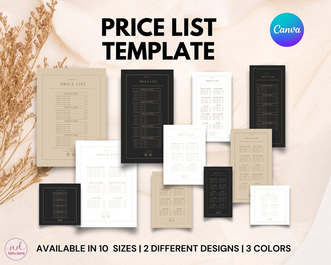 Editable Candle Price List Template, Candle Price List, Small Business ...