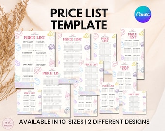 Editable Cake Price List Template, Small Business Menu Card, Price List Flyer, Bakery Price List, Cake Menu List Template, Bakery Menu List