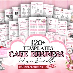 Editable Cake Business Templates Bundle, Home Bakery Business Templates Bundle, Cake Care Cards, Cake Cutting Guide, Cake Care Instruction