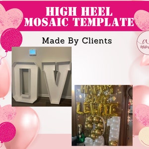 May include: Two white cardboard letters, "O" and "V", are shown in a room. The letters are large and have a hollow center. The letters are used as a template for a mosaic project. The image also shows a close-up of a gold balloon arrangement that spells "Happy Birthday Levi" with a large white balloon number "1".