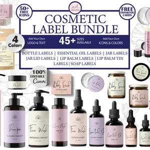 Editable Cosmetic Label Templates, Stylish Cosmetic Product Label Template, Custom Body Product Label,  DIY Skincare Canva Label, Jar Labels