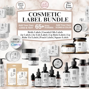 Editable Cosmetic Label Templates, Stylish Cosmetic Product Label Template, Custom Body Product Label,  DIY Skincare Canva Label, Jar Labels