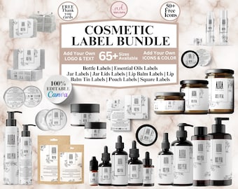 Editable Cosmetic Label Templates, Stylish Cosmetic Product Label Template, Custom Body Product Label,  DIY Skincare Canva Label, Jar Labels