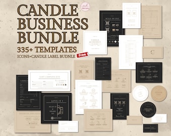 Editable Candle Business Bundle, Editable Canva Template, Thank You Cards, Candle Care Cards, Candle Labels Template, Order Form, Price List