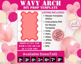 Wavy Arch Backdrop Mosaic Template, Wedding Backdrops & Props, Wavy Frame SVG Laser Cut Files, Bridal Shower Backdrop Arch, Balloon Mosaic