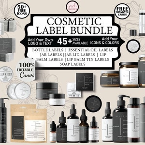 Editable Cosmetic Label Templates, Stylish Cosmetic Product Label Template, Custom Body Product Label,  DIY Skincare Canva Label, Jar Labels