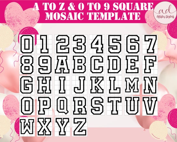 Marquee Letters, Mosaic Templates, Mosaic From Balloons Template, Mosaic Alphabet, Mosaic Numbers, Numbers Balloon Mosaic Template