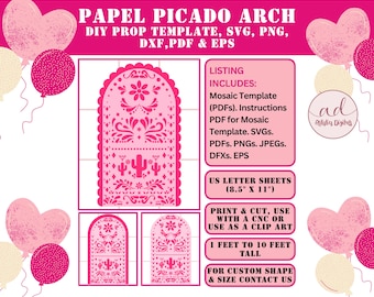 Papel Picado Cielito Lindo Arch Backdrop Template SVG for Mexican Outdoor Decor, Wedding and Mexican Fiesta Decorations, png eps pdf dxf