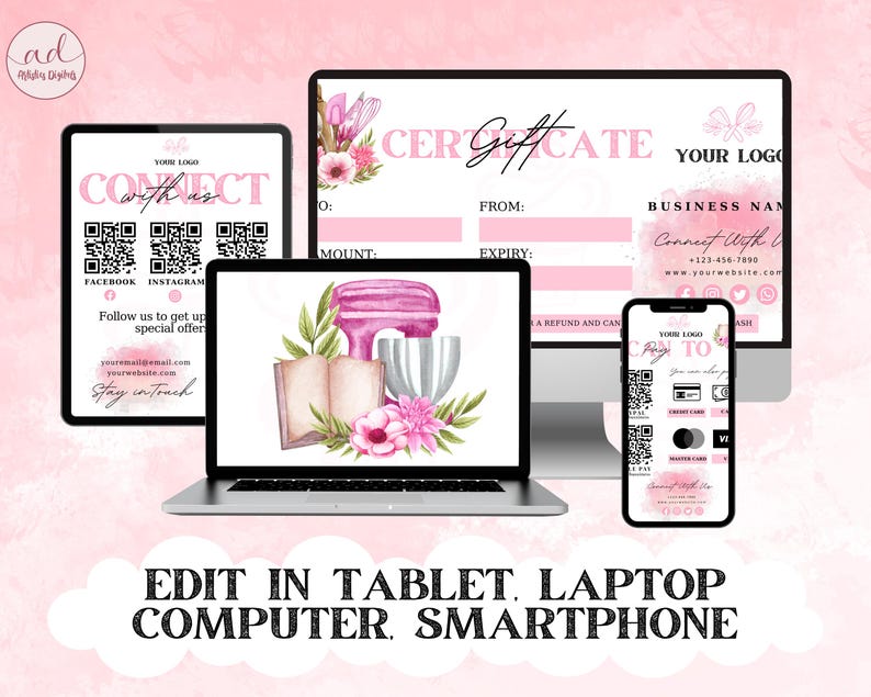 Editable Cake Business Templates Bundle, Home Bakery Business Templates Bundle, Cake Care Cards, Cake Cutting Guide, Cake Care Instruction