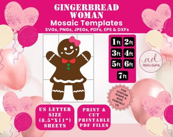 Large Gingerbread Girl Lawn Decor Mosaic Template, Outdoor Extra Large Stencils 1ft–7ft, pdf svg png dxf eps, Cut and Trace Printables