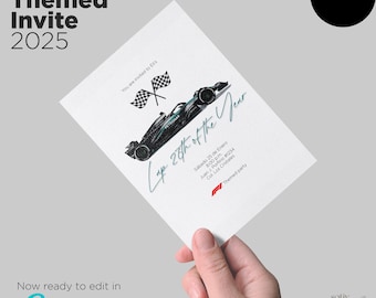 F1 Theme Party Invite - Mercedes 2025 Canva Edit