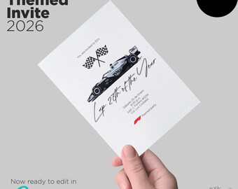 NEW! F1 Theme Party Invite - Cadillac 2026 Checo Perez Canva Edit