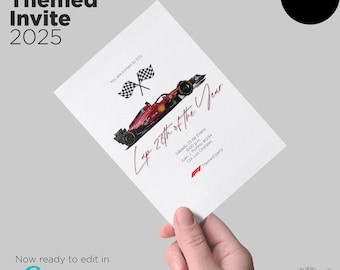 F1 Theme Party Invite - Ferrari 2025 Canva Edit