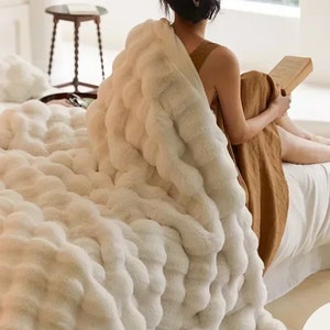 Tuscan Imitation Fur Blanket for Winter, Luxury, Warmth Super Comfortable Blankets for Beds, High-end Warm Winter Blanket for Sofa, Style5