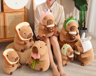 Peluche Capybara, simulation de cosplay capibara, robe licorne de dinosaure, pain Boba, animaux en peluche