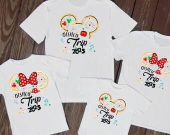 Matching family Disney shirts trip 2025 travel theme park kids reveal vacation holiday t shirts family tops his and hers mum dad graphic