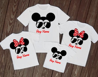 Personalised White Disney t shirts matching family t-shirts sunglasses tops holiday Florida Paris reveal gift his and hers travel tops