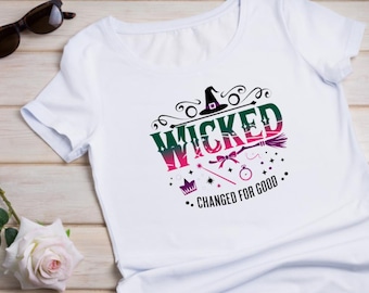Girls ladies wicked t shirt film movie t shirt graphic gift for her fashion lounge wear changed for good cute design cartoon top