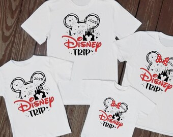 Matching family Disney shirts trip 2025 travel theme park kids reveal vacation holiday t shirts family tops his and hers mum dad graphic