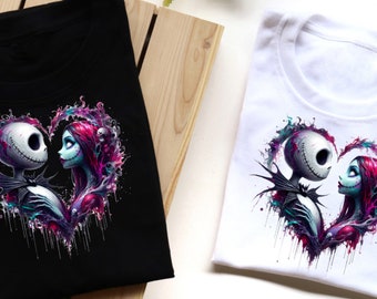 His and hers t shirts Jack Halloween Black or white before Christmas sally graphic top Spooky shirt men ladies kids holiday vacation