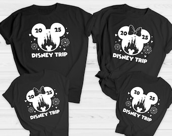 Matching family black t shirts Disney trip 2025 tops Holiday vacation matching shirts T-shirt his hers  kids travel reveal matching