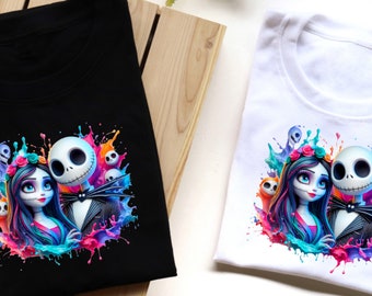 His and hers t shirts Jack Halloween Black or white before Christmas sally graphic top Spooky shirt men ladies kids holiday vacation