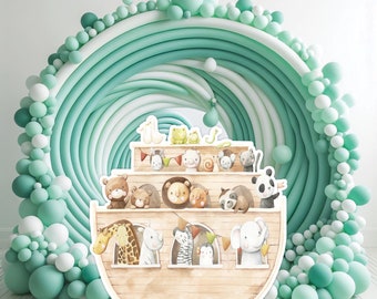 AB4008 Noah's ark 4ft Panel Watercolor backdrop pastel colors Party decorations Props Coroplast Panels, Machine Cut (No stands included)