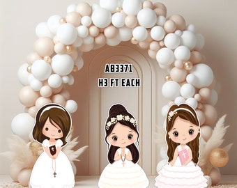 Approx 3FT Girls for baptism communion presentation church related occasions Party Props backdrop decorations Coroplast, Contour Machine Cut