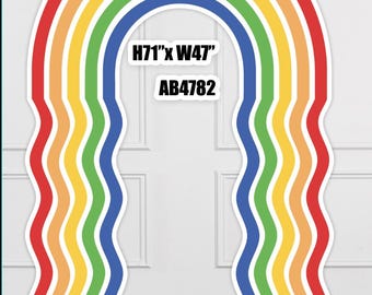 AB4782QS3 (SB) rainbow wavy open arch  mm Party decorations Props Coroplast Panels, Contour Machine Cut, (No stands included)