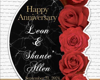 AB4531QS3(SB)Black Marble panel with roses anniversary theme backdrop Party decoration Prop Coroplast Panels Machine Cut No stands included