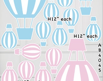 AB4045 Pink and blue Hot air balloons for gender reveal baby shower Backdrop Party decoration Prop Contour Machine Cut No stands included