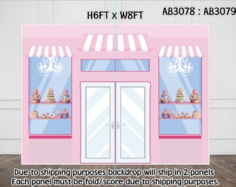 AB3078(SB),3079(SB) Pastel candy sweets shop tent 6x8 props Party decoration Props Coroplast Panels Contour Machine Cut, (No stands included