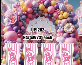 UP1252FS Pink Carnival / Circus Popcorn panels   Party decorations Props Coroplast Panels, Contour Machine Cut, (No stands included)