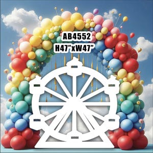 AB4552HS Circus carnival white Ferris wheel  Party decorations Props Coroplast Panels, Contour Machine Cut, (No stands included)