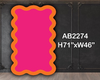 AB2274 SB 6x4' wavy hot pink with orange wavy curved panel backdrop Party decoration Prop Coroplast Panels Machine Cut (No stands included